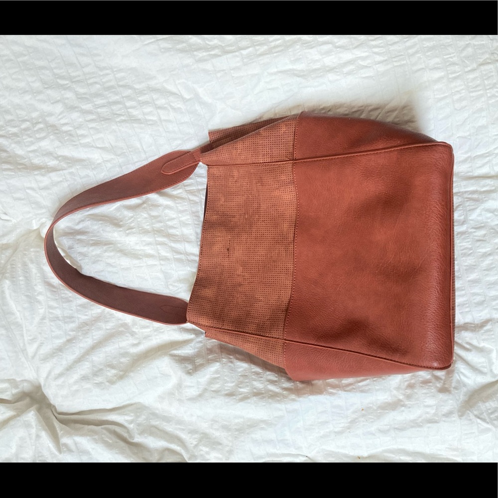NEW Anthropologie brown bucket bag, matching pouch